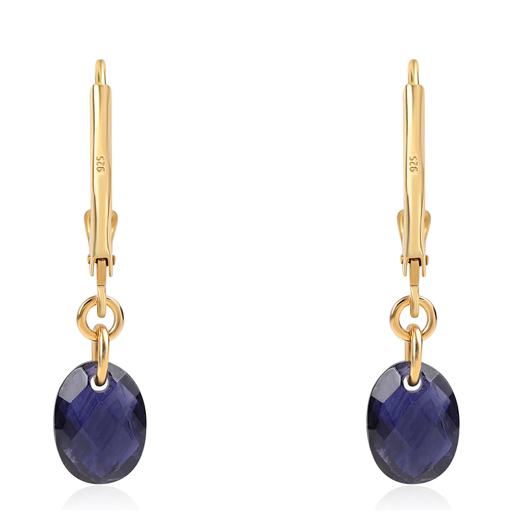 Kolczyki srebrne pozłacane z iolitem