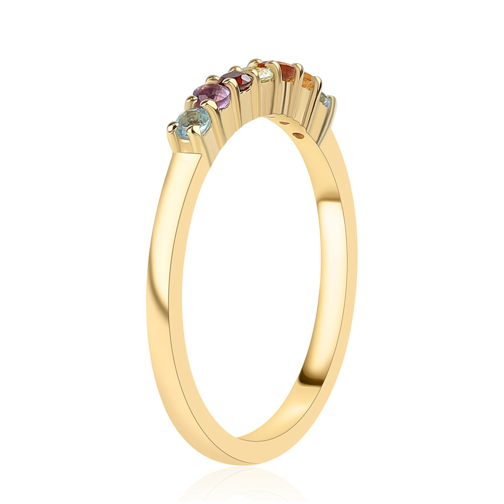 Pierścionek srebrny pozłacany z afrykańskim ametystem i cytrynem