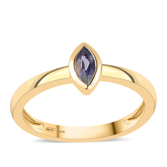 Pierścionek srebrny pozłacany z iolitem