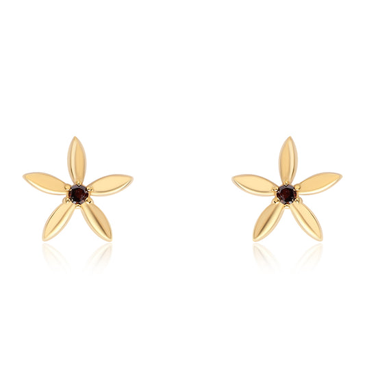 Kolczyki srebrne pozłacane z czerwonym diamentem