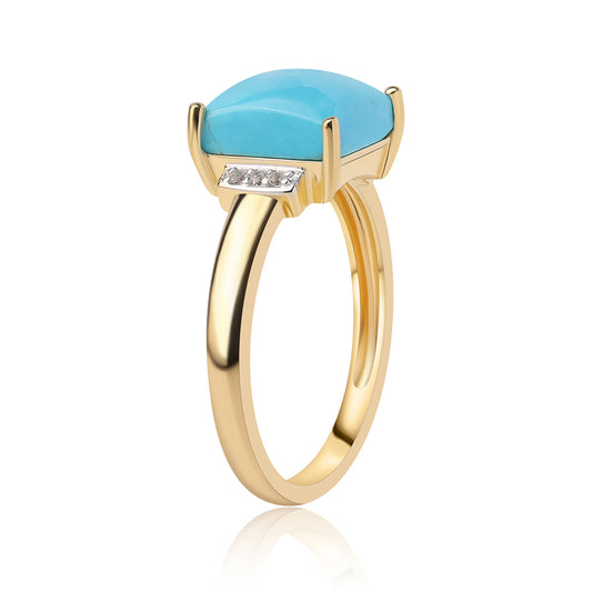 Pierścionek srebrny pozłacany z niebieskim turkusem i białym topazem