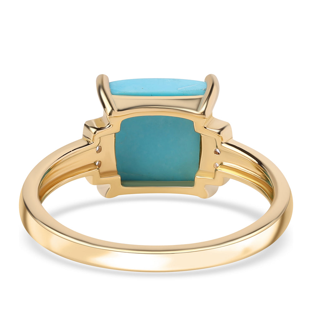 Pierścionek srebrny pozłacany z niebieskim turkusem i białym topazem