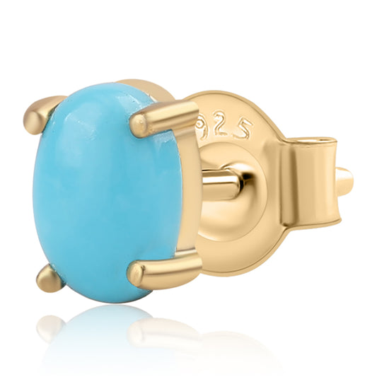 Kolczyki srebrne pozłacane z niebieskim turkusem