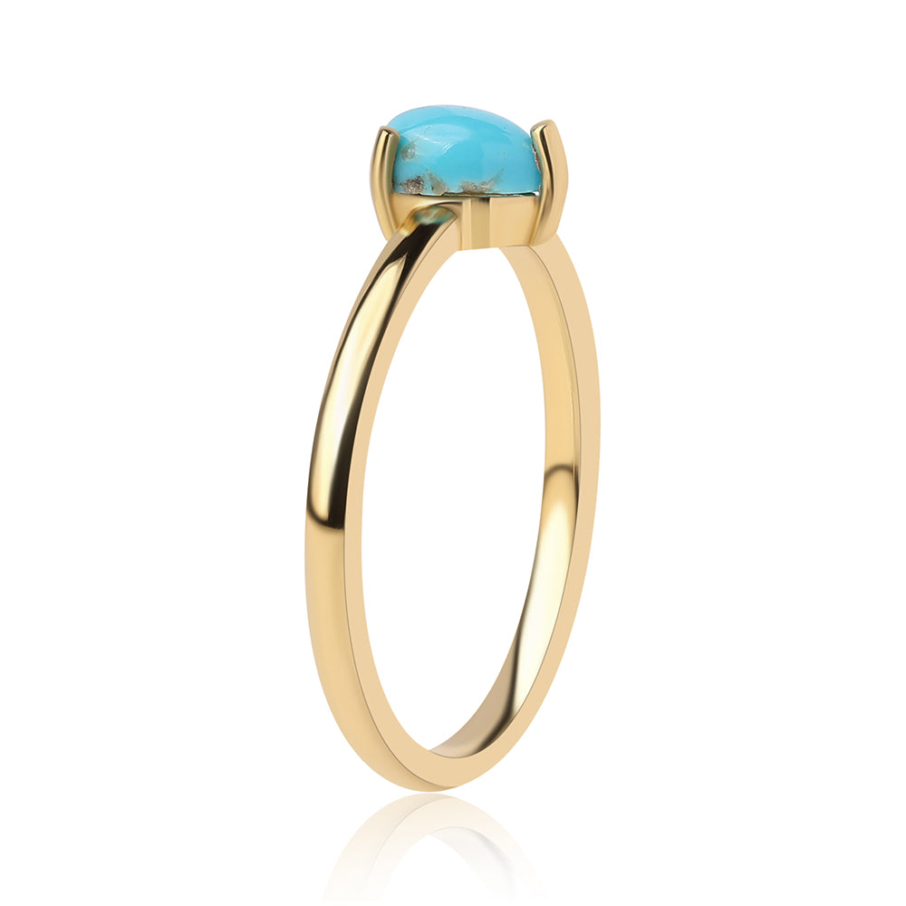 Pierścionek srebrny pozłacany z niebieskim turkusem