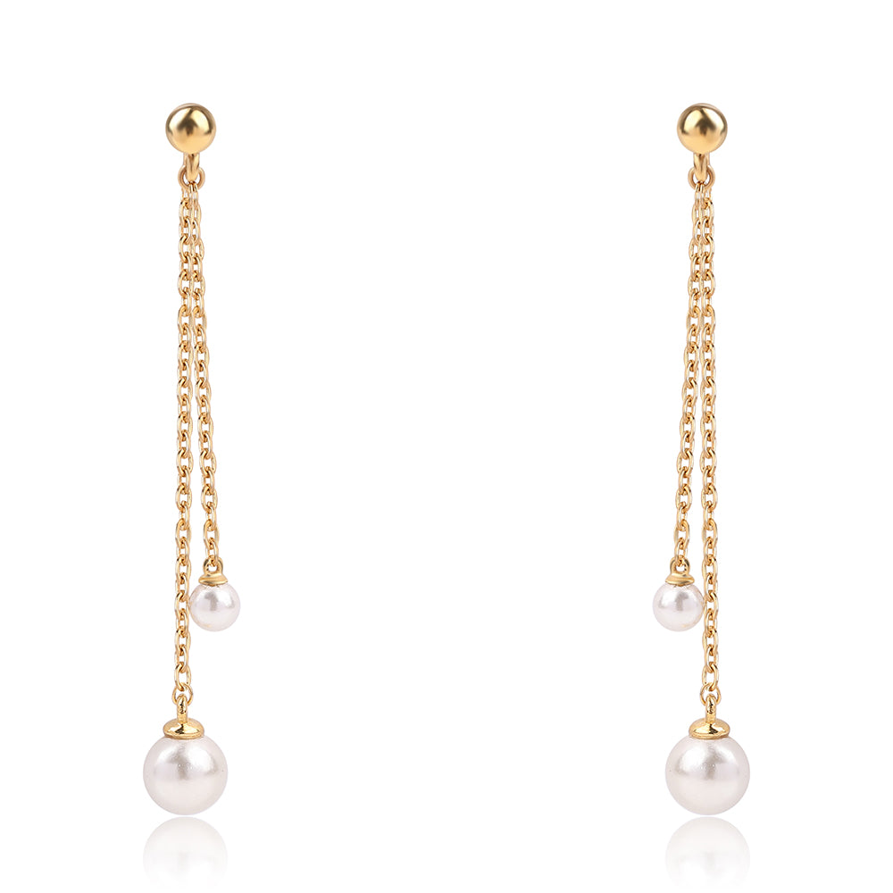 Kolczyki srebrne pozłacane z białą perłą słodkowodną