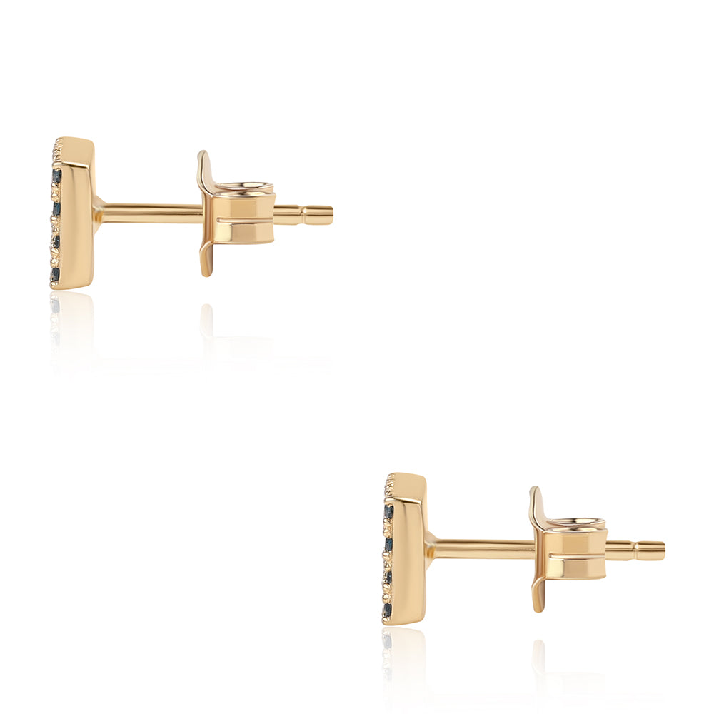 Kolczyki srebrne pozłacane z niebieskim diamentem