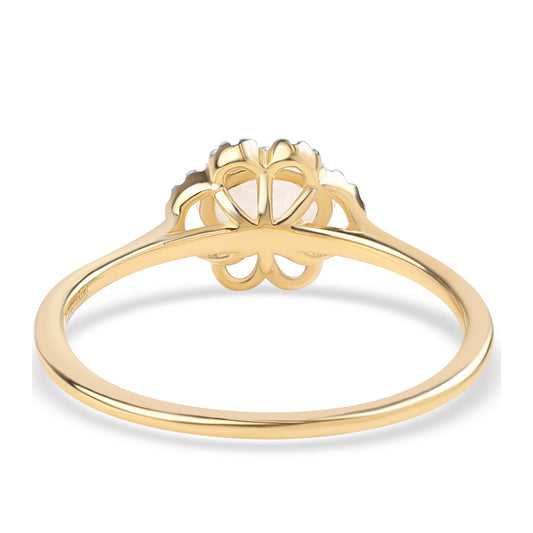 Pierścionek srebrny pozłacany z tęczowym kamieniem księżycowym klasy AA