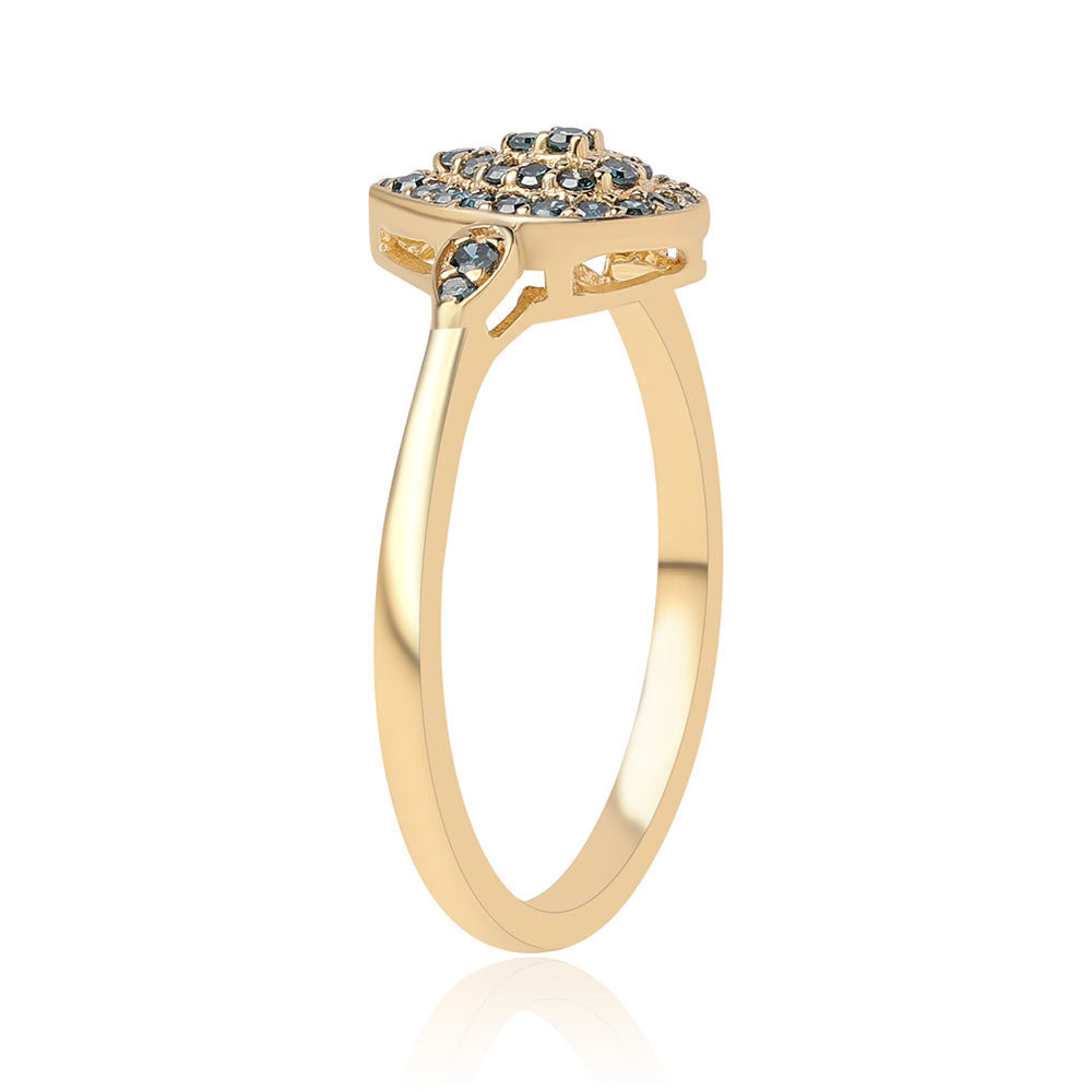 Pierścionek srebrny pozłacany z niebieskim diamentem