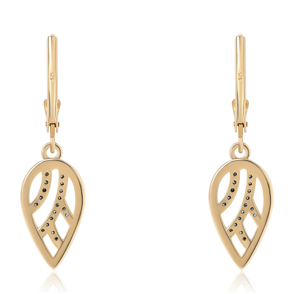 Kolczyki srebrne pozłacane z niebieskim diamentem