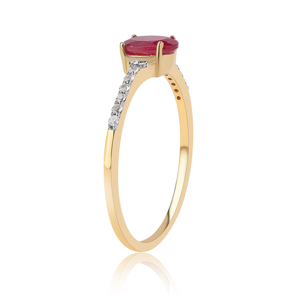 Pierścionek srebrny pozłacany z mozambickim rubinem i białym topazem