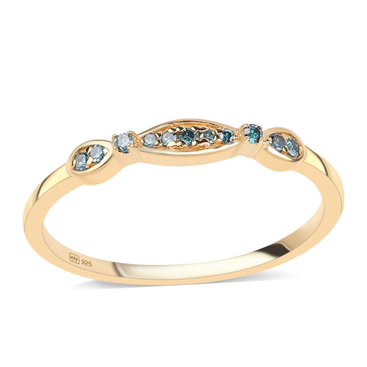 Pierścionek srebrny pozłacany z niebieskim diamentem