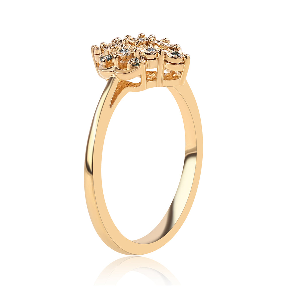 Pierścionek srebrny pozłacany z niebieskim diamentem