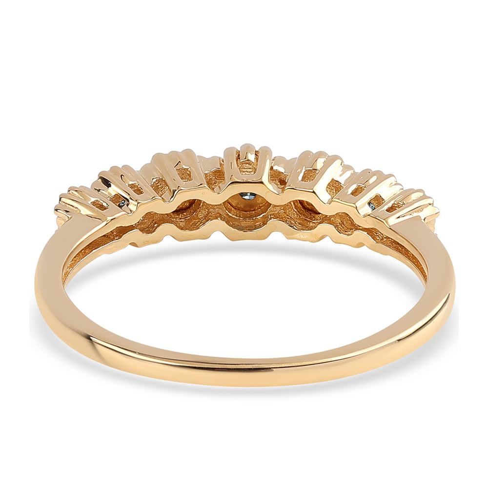 Pierścionek srebrny pozłacany z niebieskim diamentem