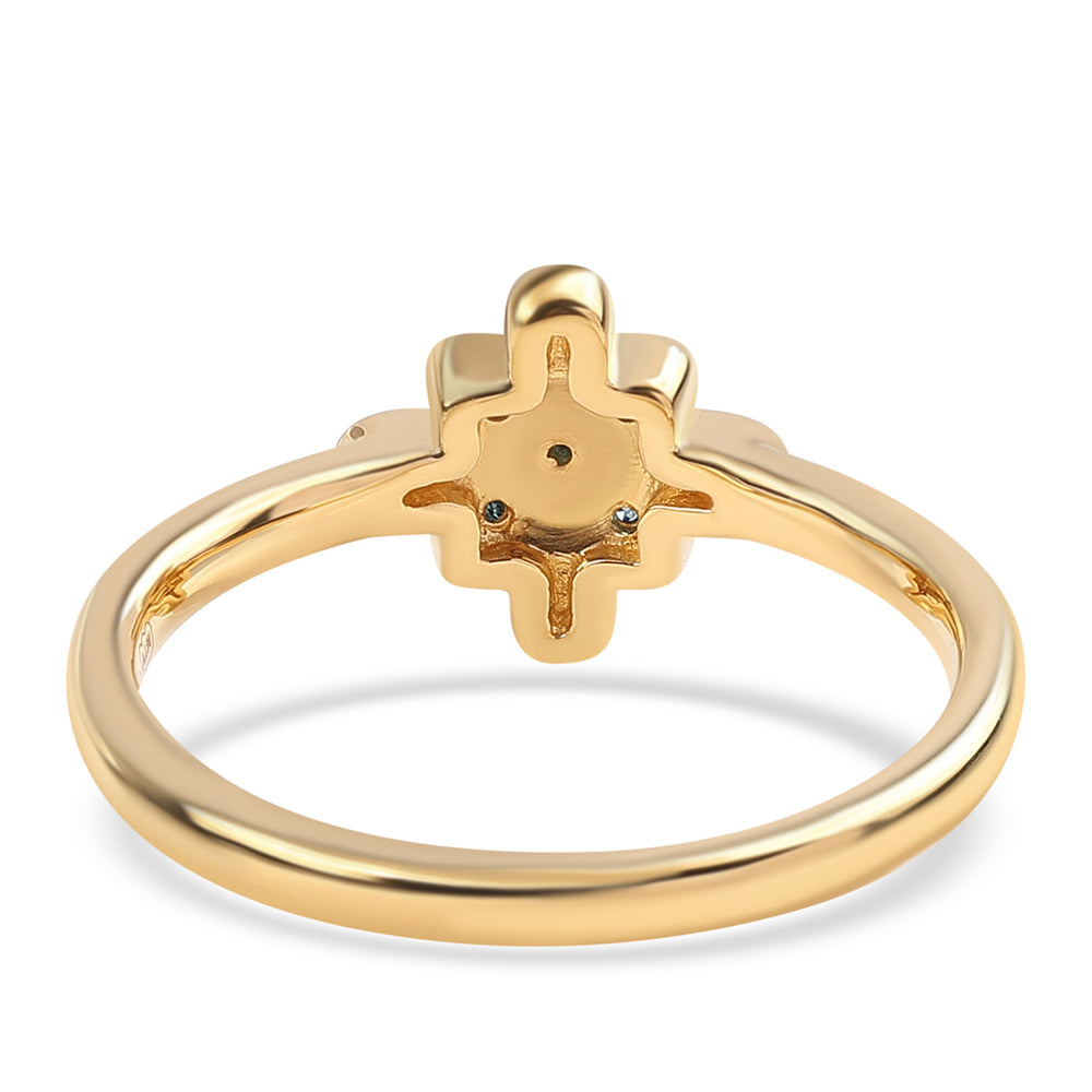 Pierścionek srebrny pozłacany z niebieskim diamentem