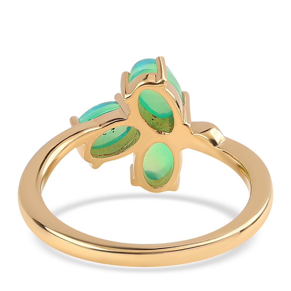 Pierścionek srebrny pozłacany z zielonym etiopskim opalem