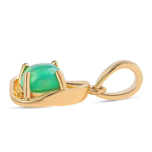 Zawieszka srebrna pozłacana z zielonym etiopskim opalem