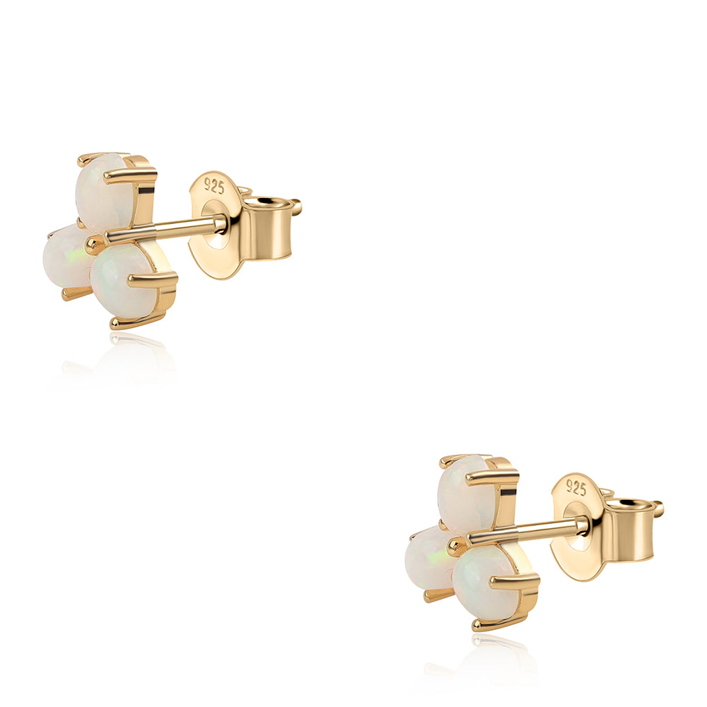 Kolczyki srebrne pozłacane z opalem etiopskim