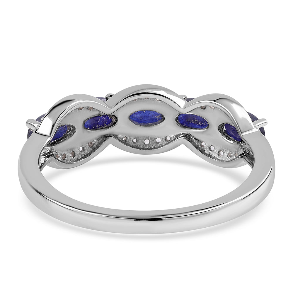 Pierścionek ze srebra próby 925 z australijskim niebieskim szafirem i białym topazem