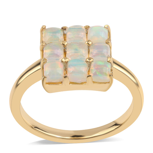 Pierścionek srebrny pozłacany z opalem etiopskim