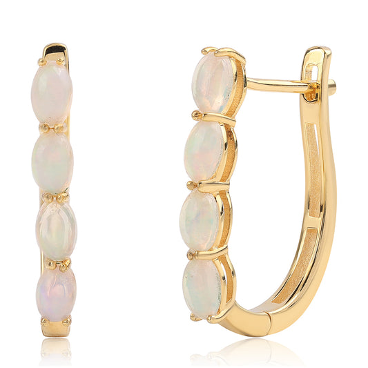 Kolczyki srebrne pozłacane z opalem etiopskim