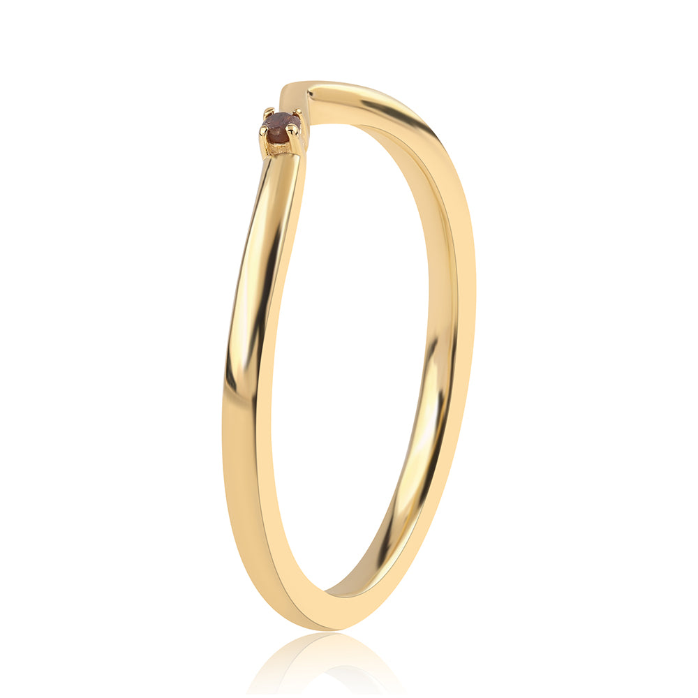 Pierścionek srebrny pozłacany z czerwonym diamentem