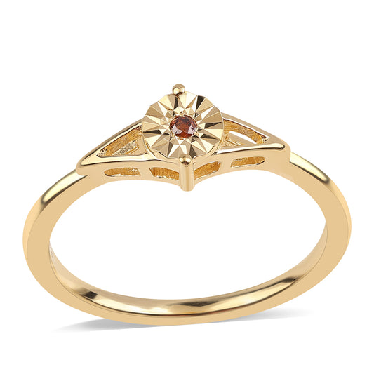 Pierścionek srebrny pozłacany z czerwonym diamentem