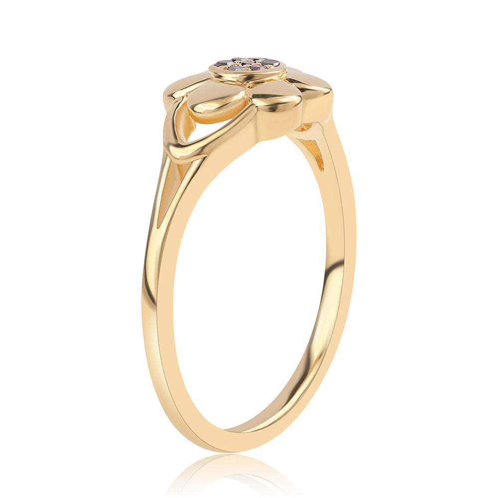 Pierścionek srebrny pozłacany z czerwonym diamentem