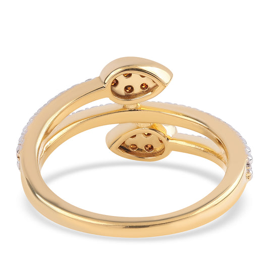 Pierścionek srebrny pozłacany z czerwonym diamentem i białym diamentem