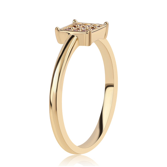 Pierścionek srebrny pozłacany z czerwonym diamentem