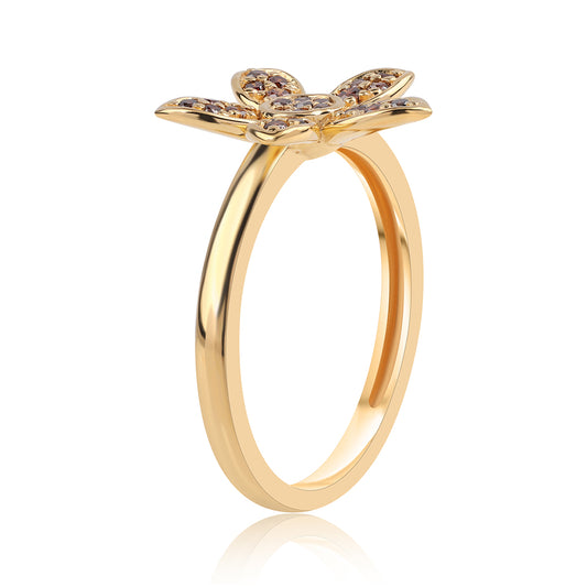 Pierścionek srebrny pozłacany z czerwonym diamentem