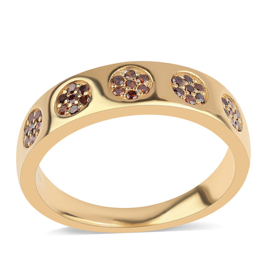 Pierścionek srebrny pozłacany z czerwonym diamentem