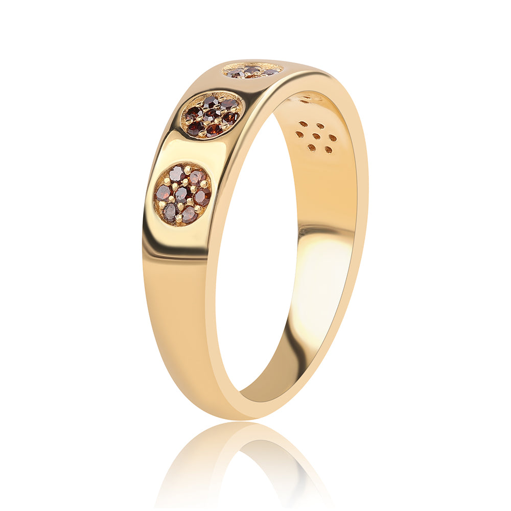 Pierścionek srebrny pozłacany z czerwonym diamentem