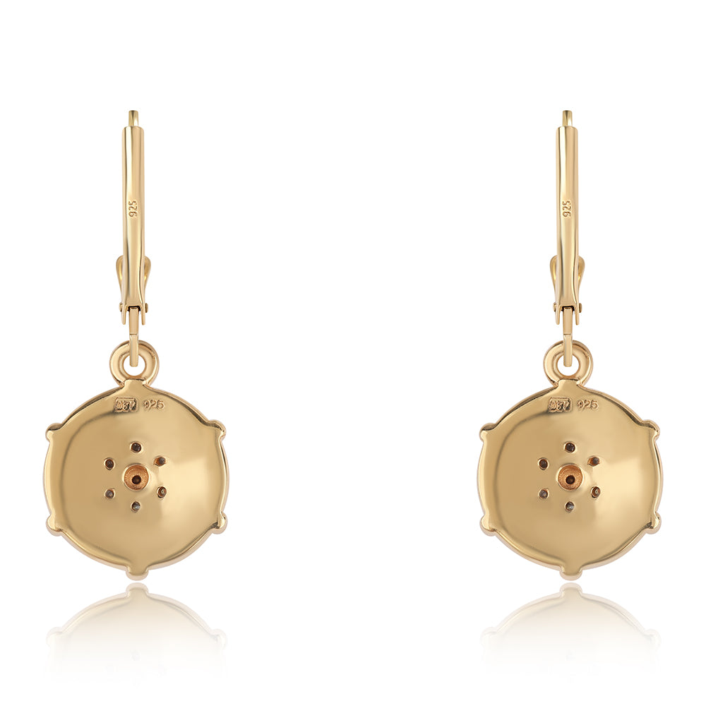 Kolczyki srebrne pozłacane z czerwonym diamentem i białym diamentem