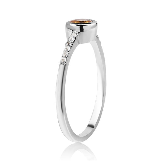 Pierścionek ze srebra próby 925 z brazylijskim cytrynem klasy AA i białym topazem