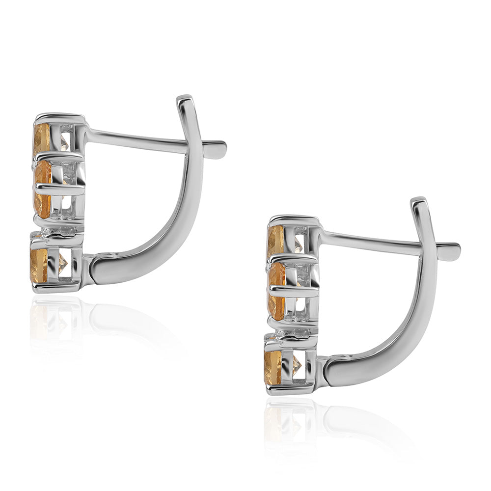 Kolczyki ze srebra próbe 925 z brazylijskim cytrynem klasy AA i białym topazem
