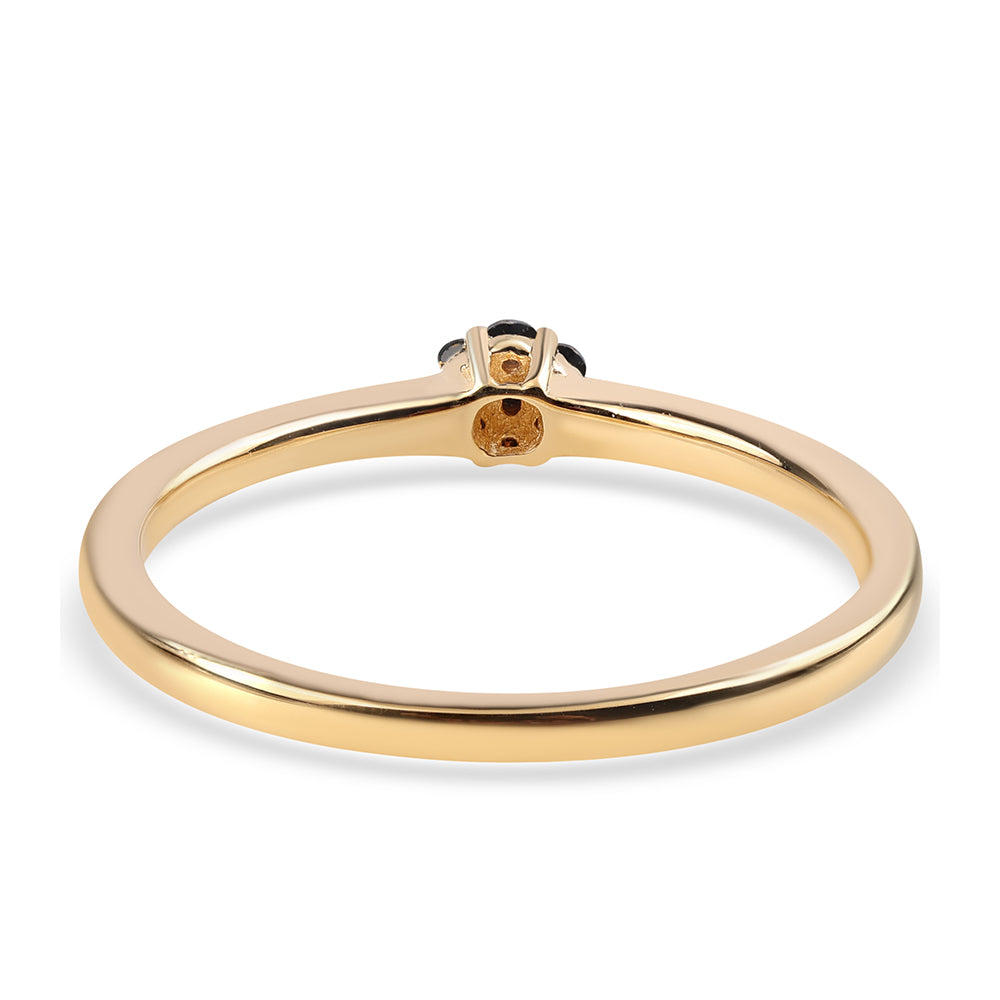 Pierścionek srebrny pozłacany z czarnym diamentem i białym diamentem