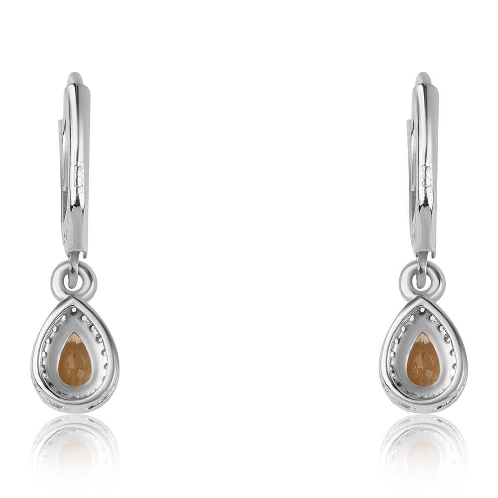 Kolczyki ze srebra próbe 925 z brazylijskim cytrynem klasy AA i białym topazem