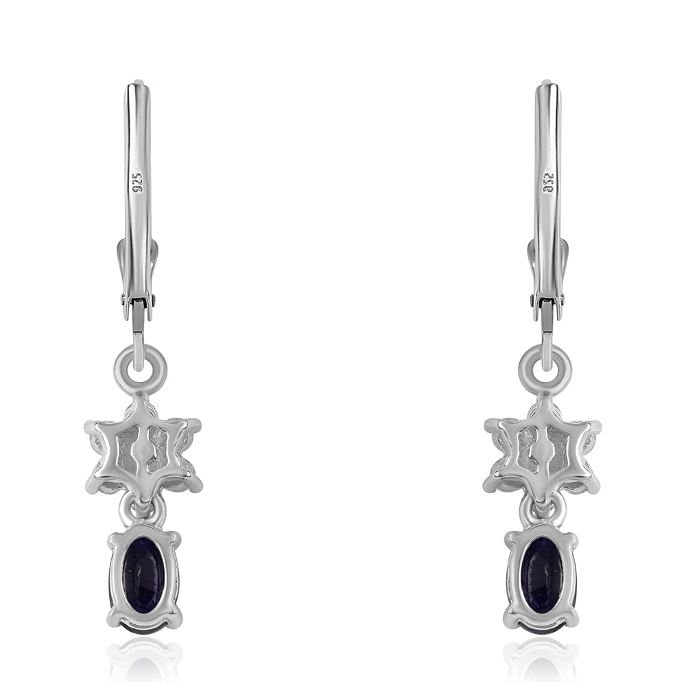 Kolczyki ze srebra próbe 925 z australijskim niebieskim szafirem i białym topazem
