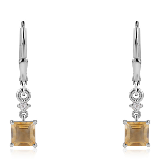 Kolczyki ze srebra próbe 925 z brazylijskim cytrynem klasy AA i białym topazem