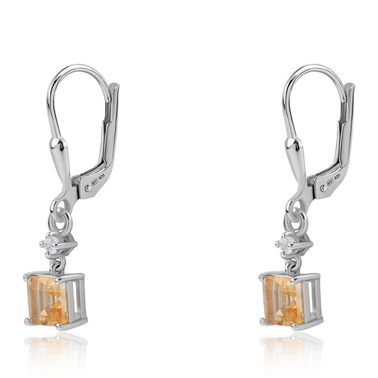 Kolczyki ze srebra próbe 925 z brazylijskim cytrynem klasy AA i białym topazem
