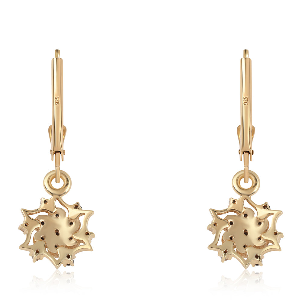 Kolczyki srebrne pozłacane z czarnym diamentem