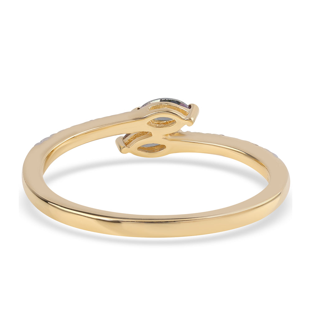 Pierścionek srebrny pozłacany z topazem mistycznym i białym topazem