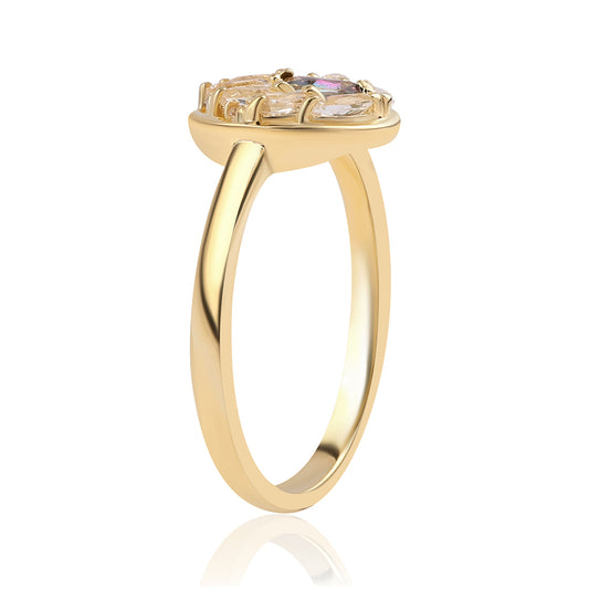 Pierścionek srebrny pozłacany z topazem mistycznym i białym topazem