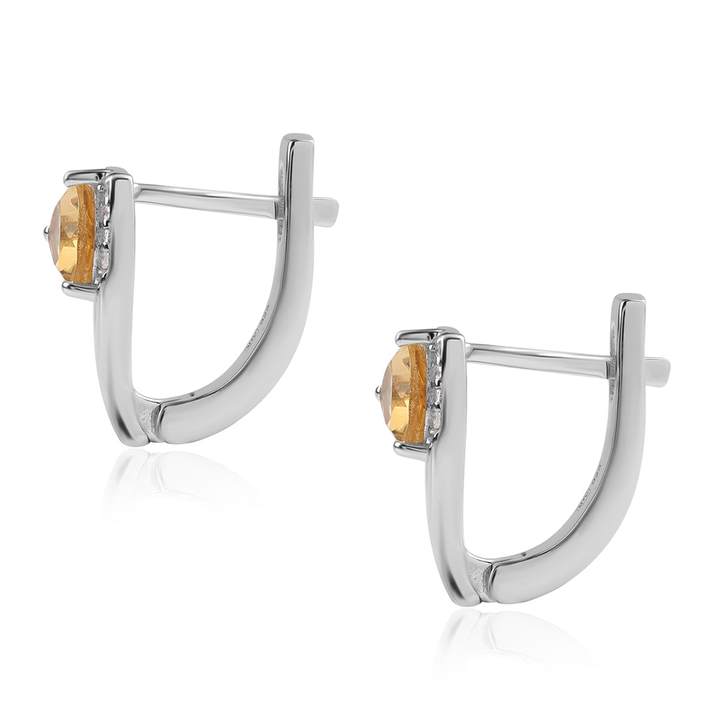 Kolczyki ze srebra próbe 925 z brazylijskim cytrynem klasy AA i białym topazem