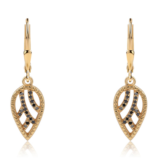 Kolczyki srebrne pozłacane z czarnym diamentem