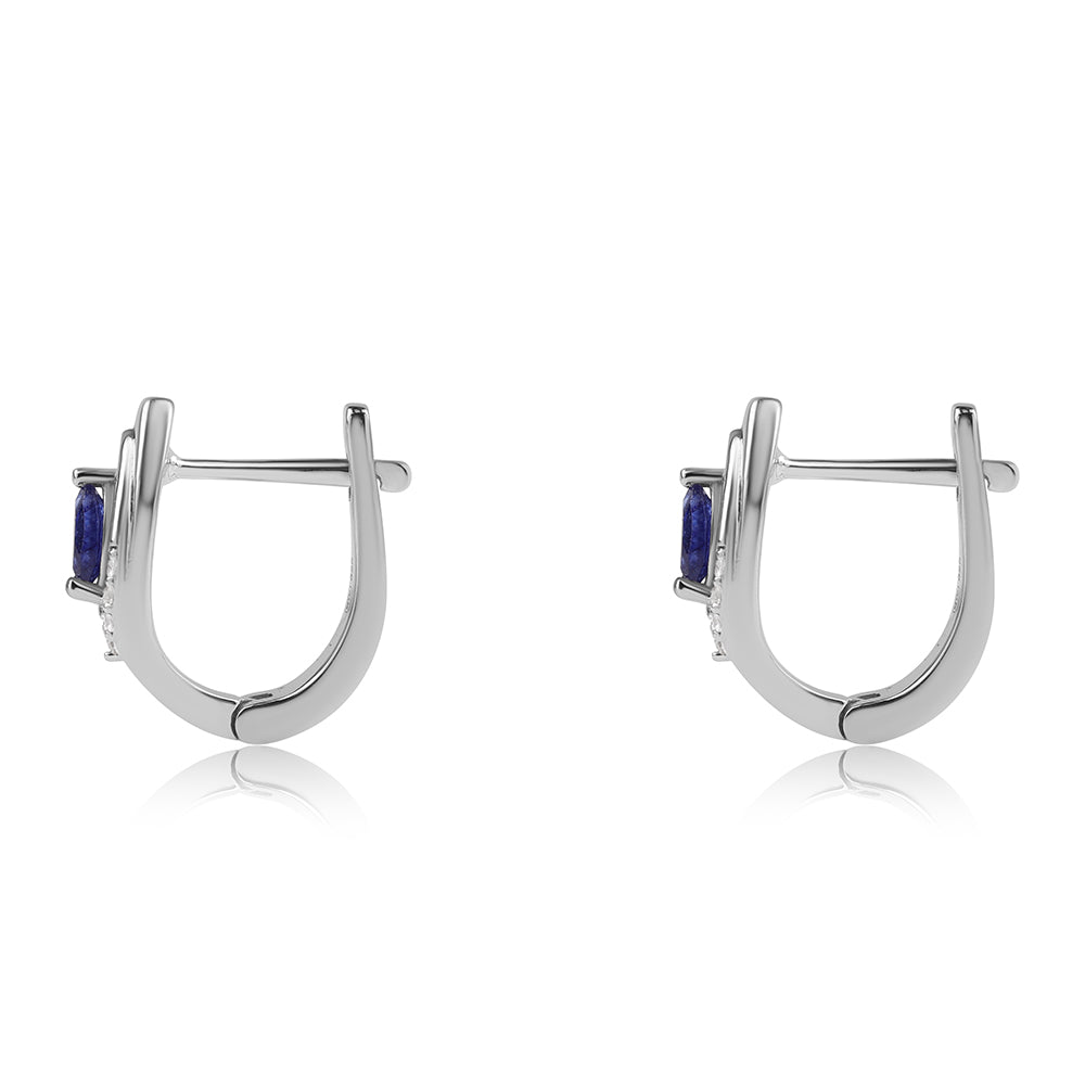 Kolczyki ze srebra próbe 925 z australijskim niebieskim szafirem i białym topazem
