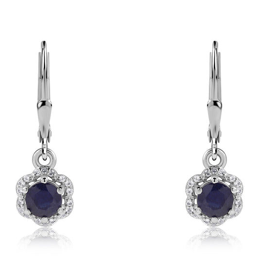 Kolczyki ze srebra próbe 925 z australijskim niebieskim szafirem i białym topazem