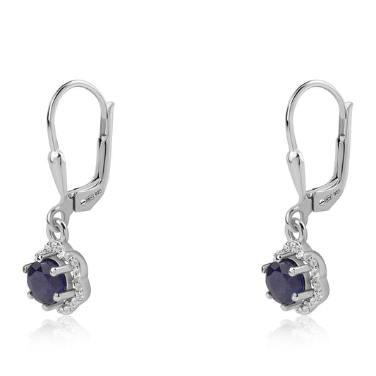 Kolczyki ze srebra próbe 925 z australijskim niebieskim szafirem i białym topazem