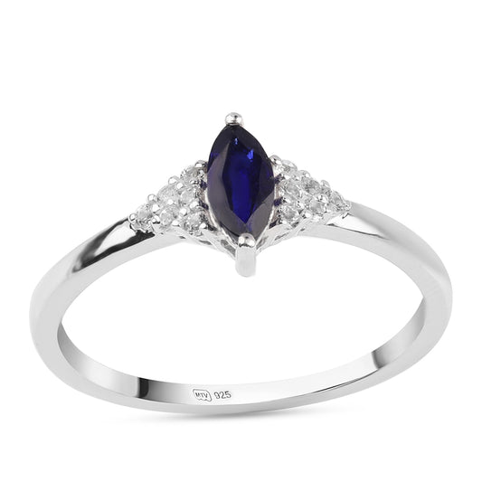 Pierścionek ze srebra próby 925 z australijskim niebieskim szafirem i białym topazem