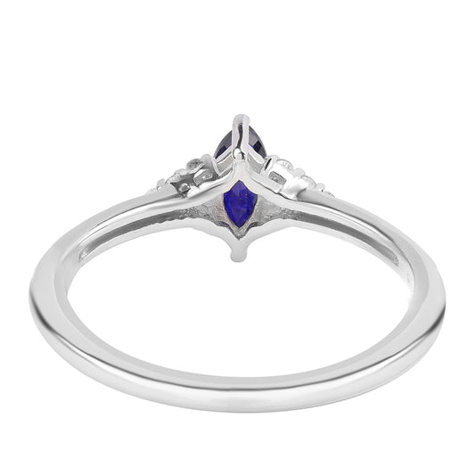 Pierścionek ze srebra próby 925 z australijskim niebieskim szafirem i białym topazem